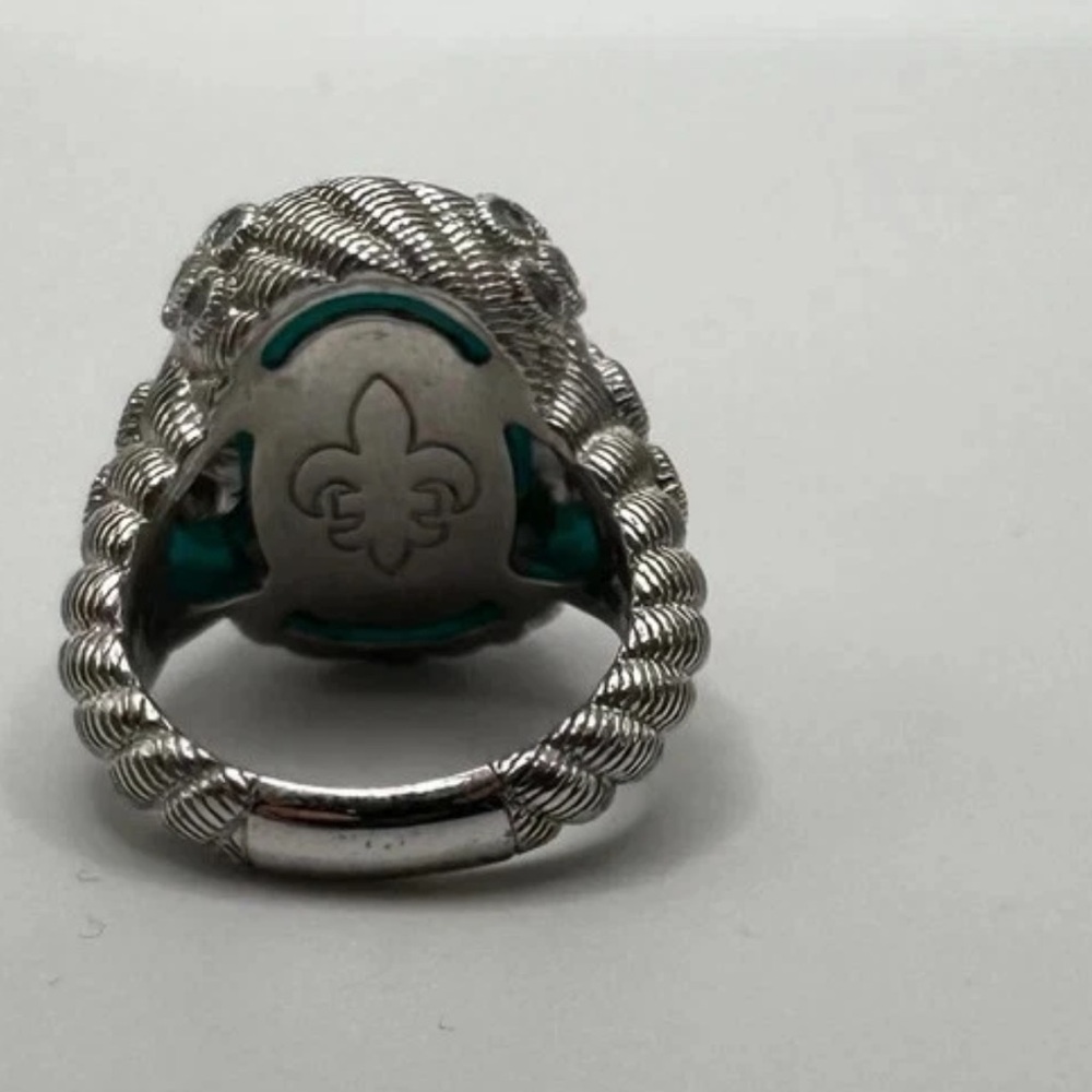 Judith Ripka Sterling Oval Turquoise and Quartz Doublet Cocktail Ring 5.75 - Picture 7 of 16